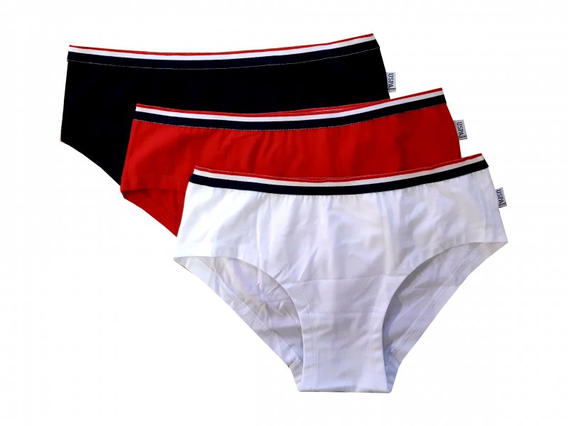 U.S.POLO ASSN šortkové kalhotky 66272 3PACK bílá, červená, modrá   | Vermali.cz